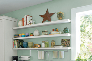 floating wall-mount shelves for storage and organization