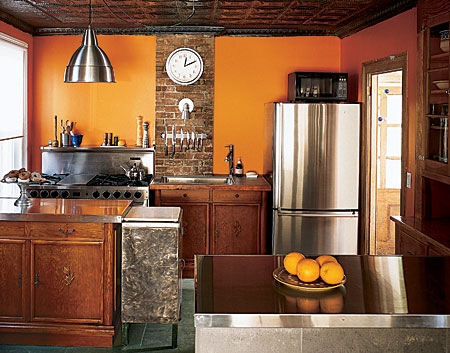 orange grandma chic kitchen