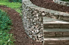 a mortared-stone retaining wall