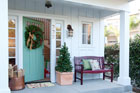 an entryway decorated for the Christmas holidays