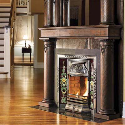 faux-brick firebox made from ceramic