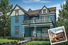 a house remodeled to an architect's suggestions using Photoshop, before photo is inset