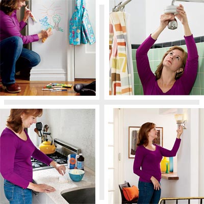 composite of a woman demonstrating four tricks for d i y savings