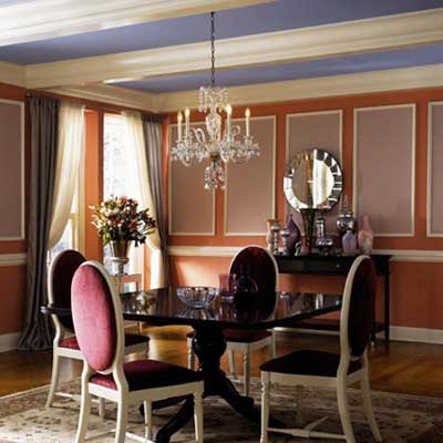 dining room painted in muted tones