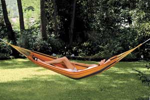 woman in a hammock made by Texsport