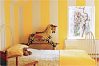 home interior decorated with painted wall stripes