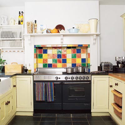 Shaker Kitchen Ideas on Thrifty Tile Ideas  Multicolor Grid   26 Low Cost  High Style Kitchen