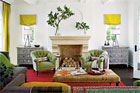 living room with mix of colors and styles from many cultures