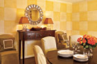 dining room walls with painted checkered design