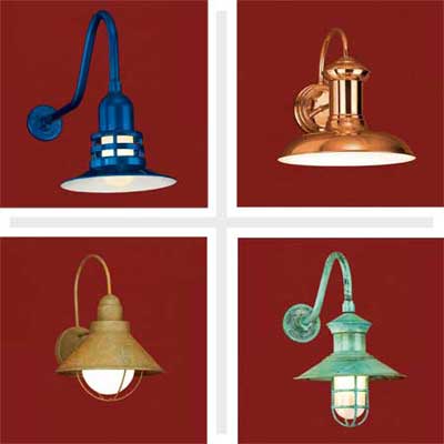 composite of four barn-style sconces