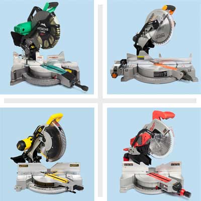 examples of four compound miter saws for tool test for