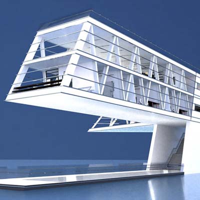 floating house off hte coast of the greek isles