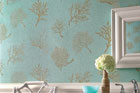Coral Gables in Aqua wallpaper in a bathroom
