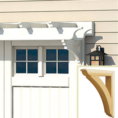 Brackets along the pergola of the Elsen home redo
