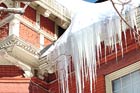Ice dam on home exterior