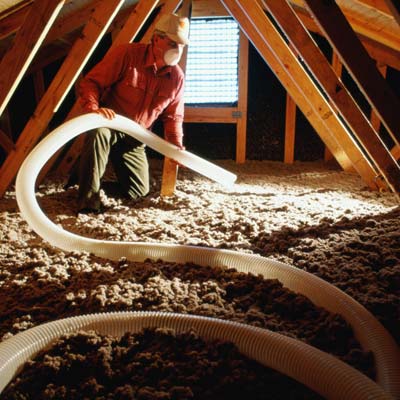 blow-in insulation in an attic