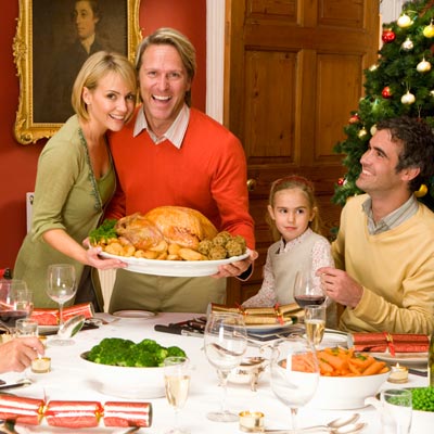 Family preparing for holiday dinner