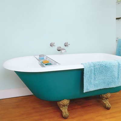claw foot tub painted teal