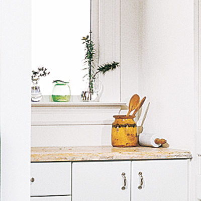 sunny nook pantry with well placed prep space