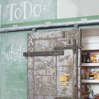 shallow space saving pantry with sliding door