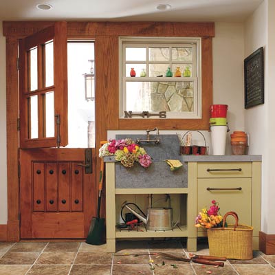 open to the outdoors potting room