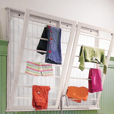 bright and spacious laundry room with air drying station