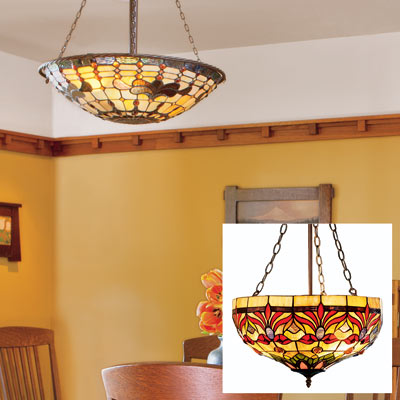 Hanging Lights  Dining Room on Tiffany Style Pendant Light Fixture Hanging From A Dining Room Ceiling