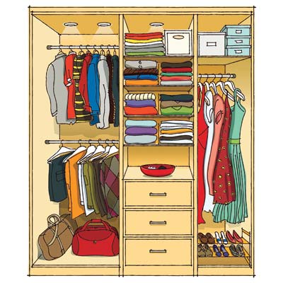 illustration of a well organized closet