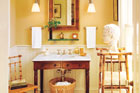 a half-bath decorated with Colonial details