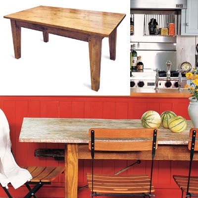Kitchen Farm Tables on Colorful Cottage Kitchen With Weathered Farm Table