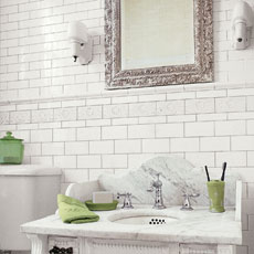 vintage look bathroom using subway tile
