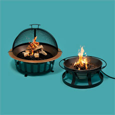 Two copper fire pits