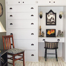 Renovated home office with wall unit