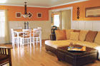 Renovated living room with wainscoting