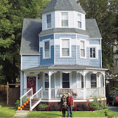 Remodeled front exterior of this queen anne home