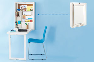 a Murphy-style desk that mounts on the wall