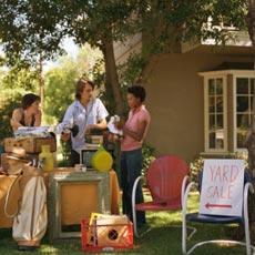 friends holding yard sale