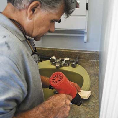 reattaching loose laminate countertop