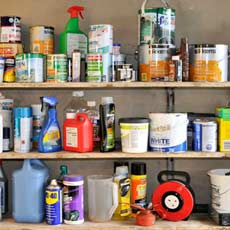 household products on a shelf