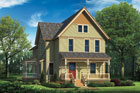 a Photoshop rendering of a farmhouse exterior with a new paint job