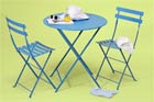 blue bistro set made of steel