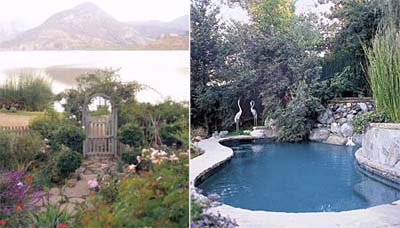 lakeside garden and pool