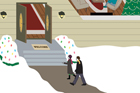 callout illustration showing various rooms of house from above with guests