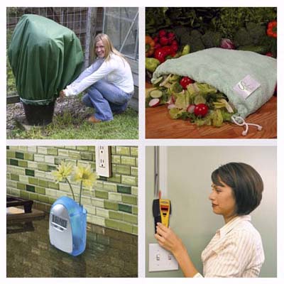 Planket plant cover, Salad Sac, water-powered clock and the Zircon studfinder