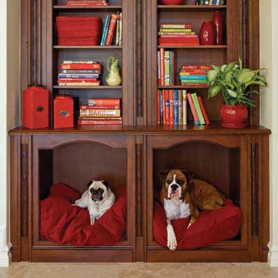 Heated    on Niches Below A Bookshelf Converted Into Recessed Dog Beds