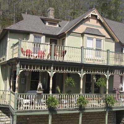 a split-level Queen Anne with balconies in Eureka Springs, Arkansas