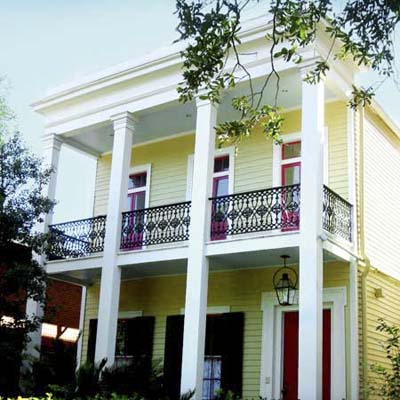 Greek Revival with a double-tiered porch in the Lower Garden District, New Orleans, Louisiana