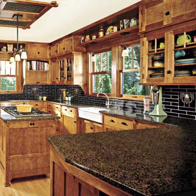 a kitchen featuring Craftsman-style elements