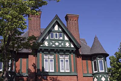 half-timbered turret
