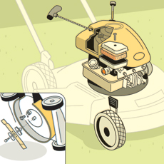 overview illustration of various lawnmower components